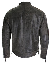 Äkta Läder Klassisk Retro Herr Biker Racerjacka Ökenbrun Grå Casual-Tan