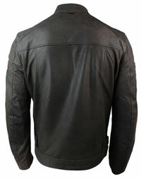 Äkta läder Vintage brun Racer Badge herr bikerjacka tvättad sliten slim fit