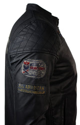 Äkta läder herr svart slim fit retro vintage casual biker jacka märken
