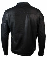 Äkta läder herr svart slim fit retro vintage casual biker jacka märken
