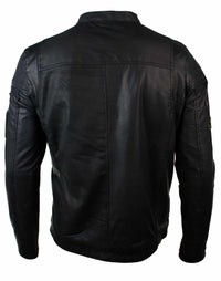 Äkta läder herr svart slim fit retro vintage casual biker jacka märken