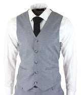Herr Klassisk Grå 3-delad Kostym Slim Fit Vintage Retro Elegant Formell Bröllop