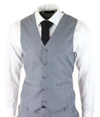 Herr Klassisk Grå 3-delad Kostym Slim Fit Vintage Retro Elegant Formell Bröllop