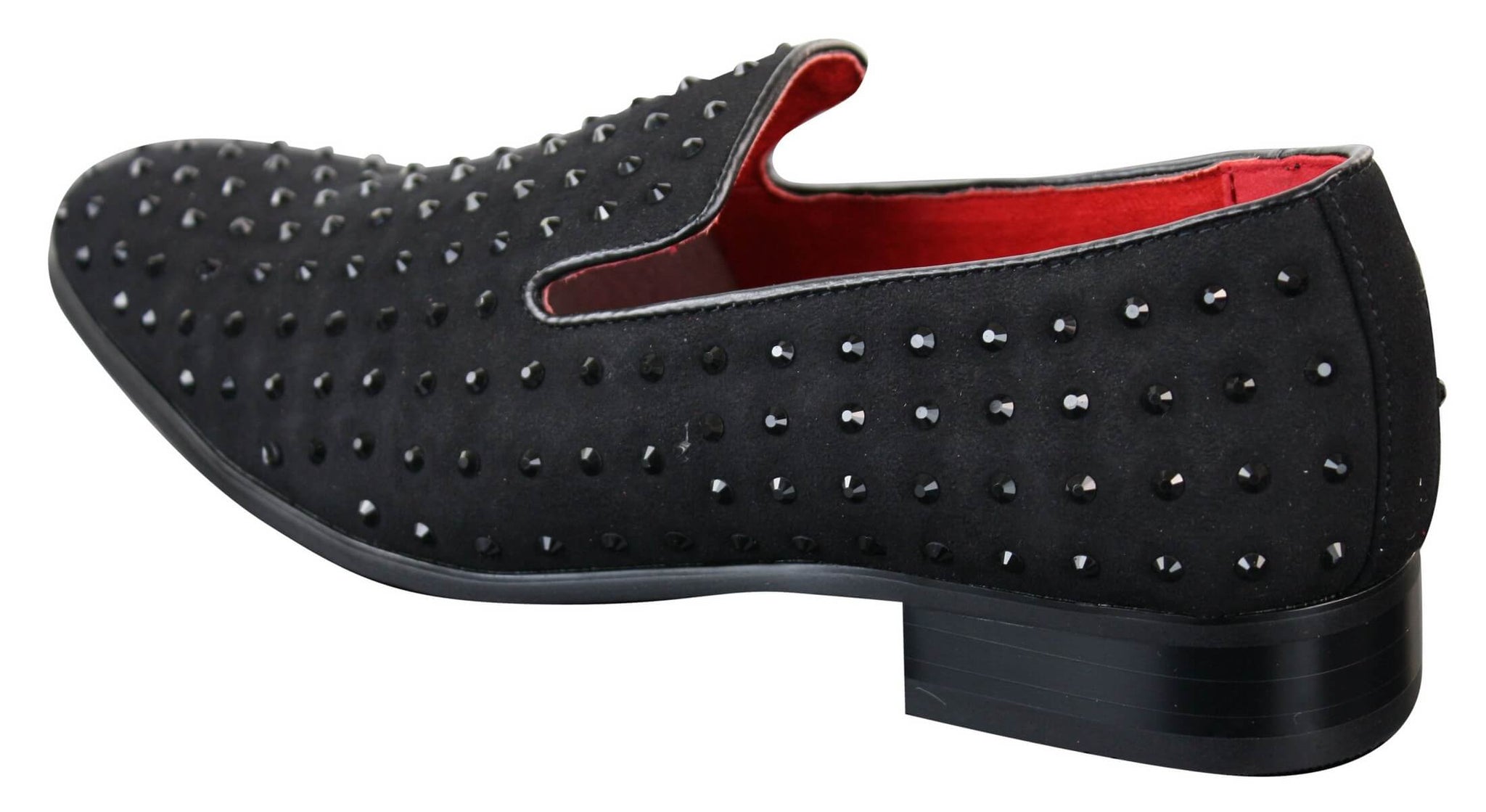 Herr Mocka Slip On Loafers Nit Spikar Silver Smart Casual Glänsande Festskor