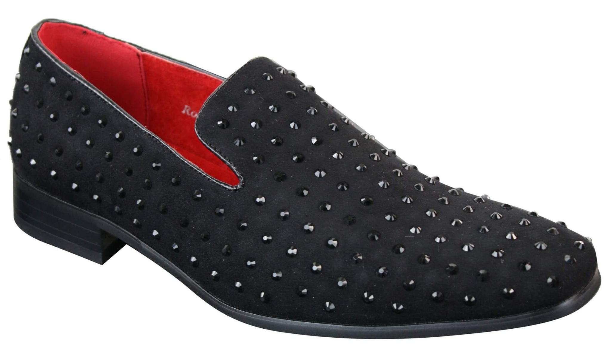 Herr Mocka Slip On Loafers Nit Spikar Silver Smart Casual Glänsande Festskor