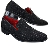 Herr Mocka Slip On Loafers Nit Spikar Silver Smart Casual Glänsande Festskor