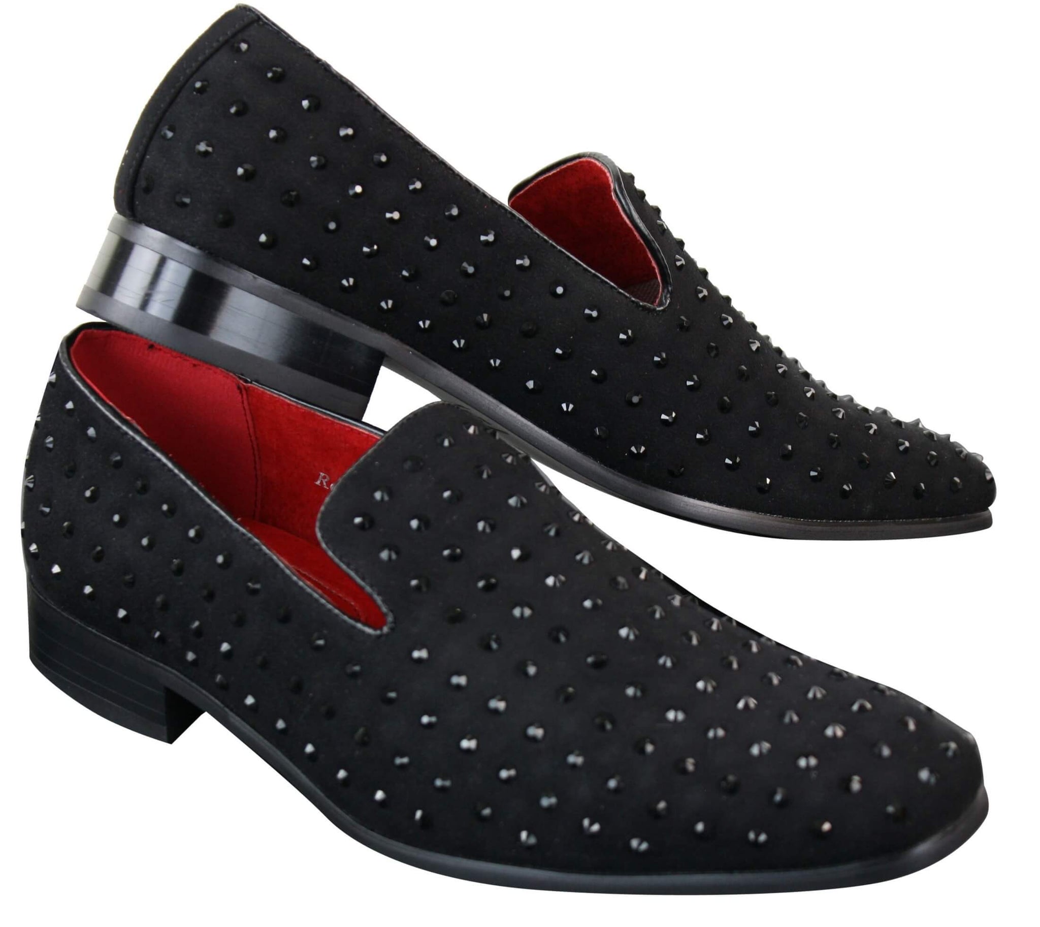 Herr Mocka Slip On Loafers Nit Spikar Silver Smart Casual Glänsande Festskor