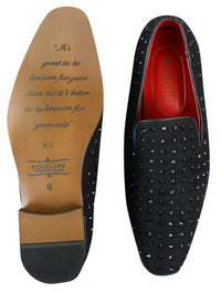 Herr Mocka Slip On Loafers Nit Spikar Silver Smart Casual Glänsande Festskor