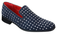 Herr Mocka Slip On Loafers Nit Spikar Silver Smart Casual Glänsande Festskor