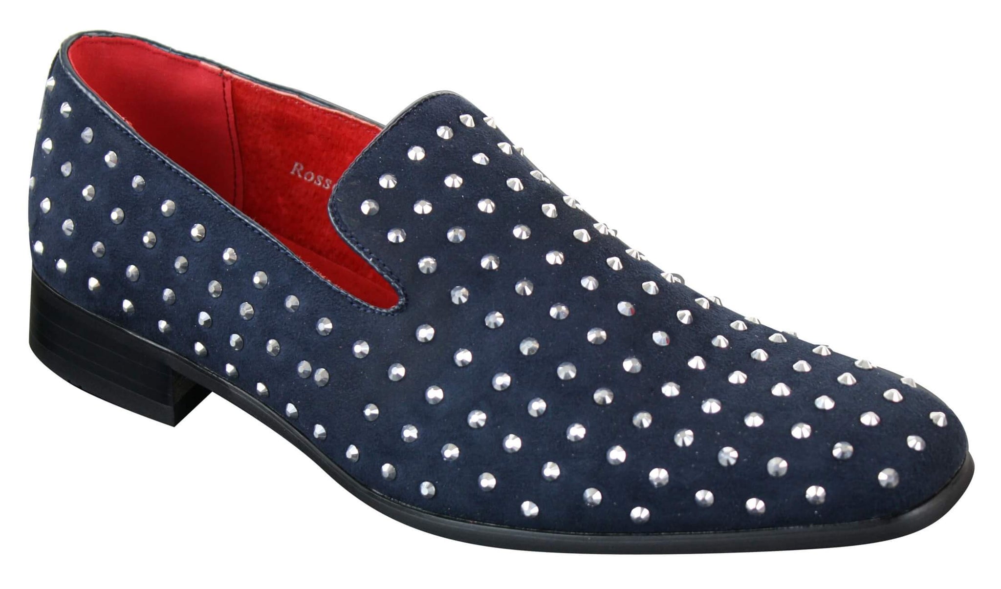 Herr Mocka Slip On Loafers Nit Spikar Silver Smart Casual Glänsande Festskor