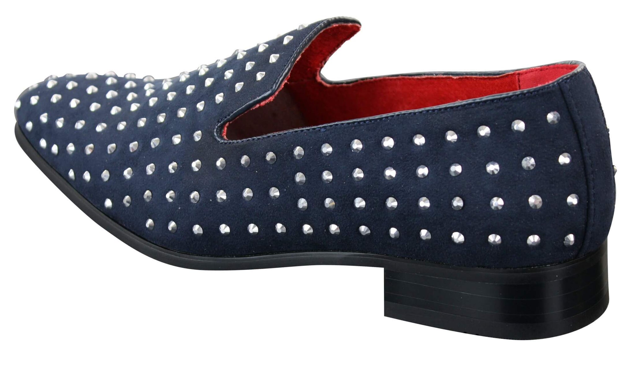 Herr Mocka Slip On Loafers Nit Spikar Silver Smart Casual Glänsande Festskor