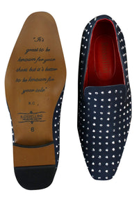 Herr Mocka Slip On Loafers Nit Spikar Silver Smart Casual Glänsande Festskor