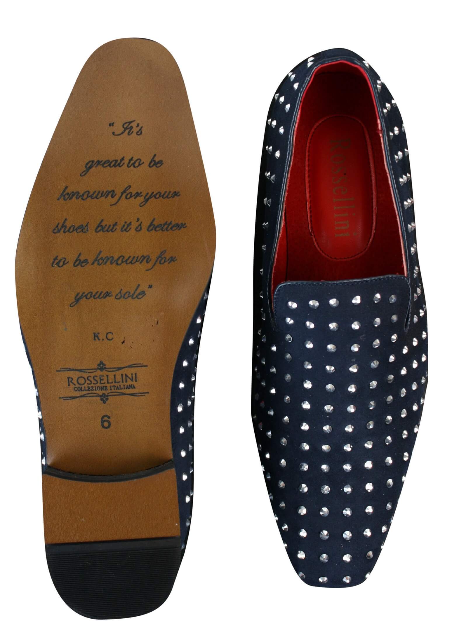 Herr Mocka Slip On Loafers Nit Spikar Silver Smart Casual Glänsande Festskor