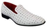 Herr Mocka Slip On Loafers Nit Spikar Silver Smart Casual Glänsande Festskor