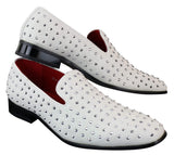 Herr Mocka Slip On Loafers Nit Spikar Silver Smart Casual Glänsande Festskor