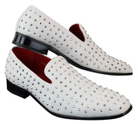 Herr Mocka Slip On Loafers Nit Spikar Silver Smart Casual Glänsande Festskor