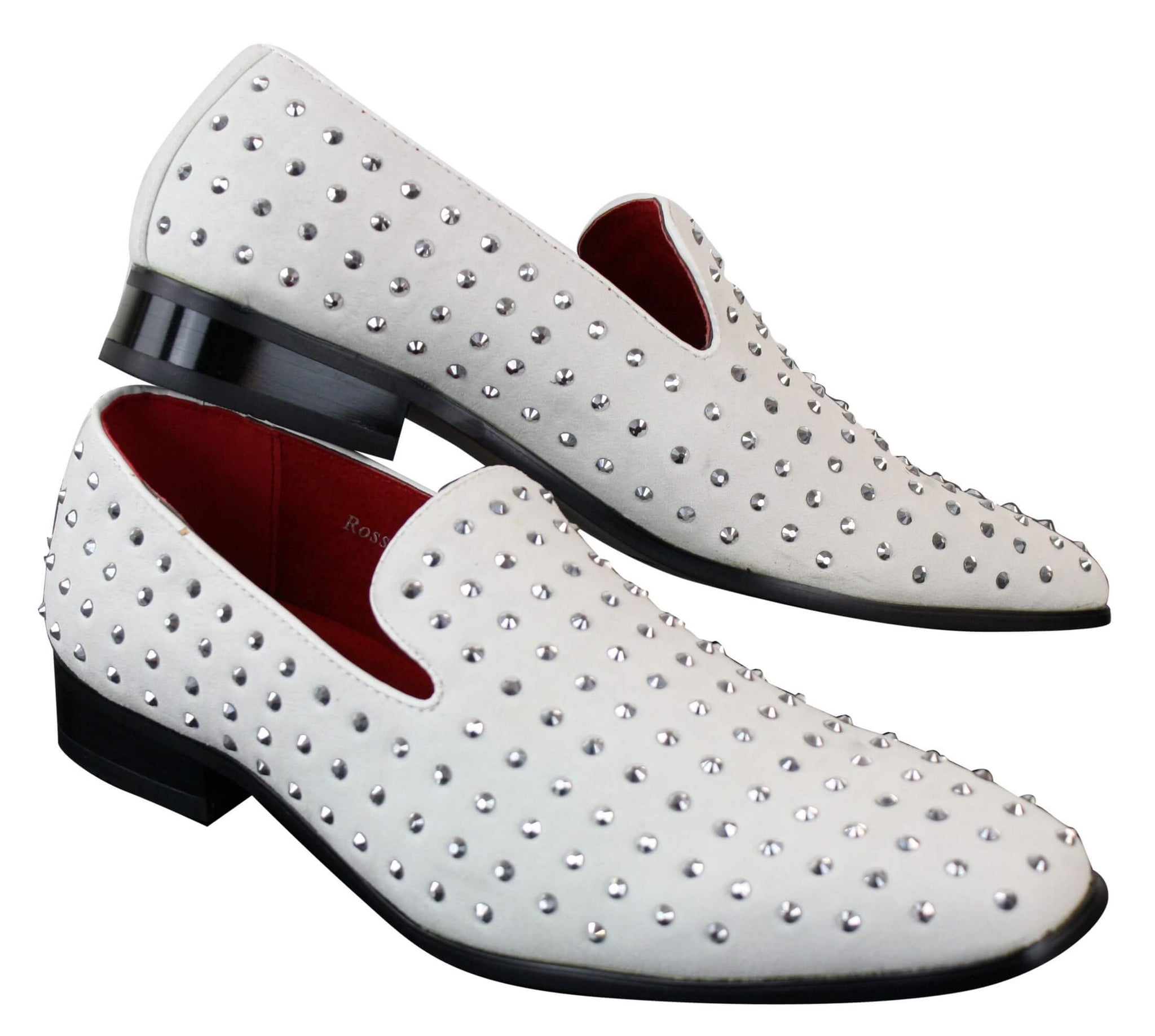 Herr Mocka Slip On Loafers Nit Spikar Silver Smart Casual Glänsande Festskor