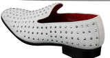 Herr Mocka Slip On Loafers Nit Spikar Silver Smart Casual Glänsande Festskor