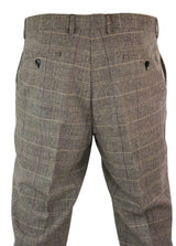 Herrbyxor i fiskbensmönster i tweed med rutmönster i ull, vintage-modell, klassisk stil