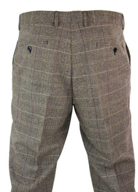 Herrbyxor i fiskbensmönster i tweed med rutmönster i ull, vintage-modell, klassisk stil
