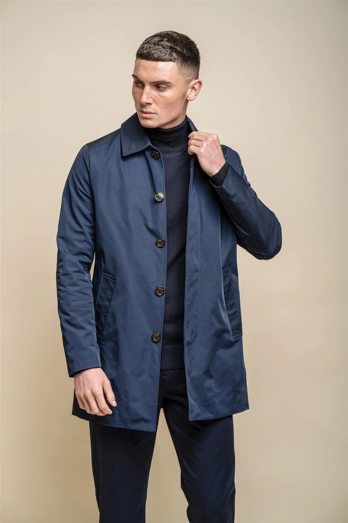 Barracuda - Lätt klassisk trenchcoat för män i marinblått