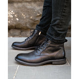 Beau - Svarta Chelsea-stövlar i läder med snörning och dragkedja på sidan för män