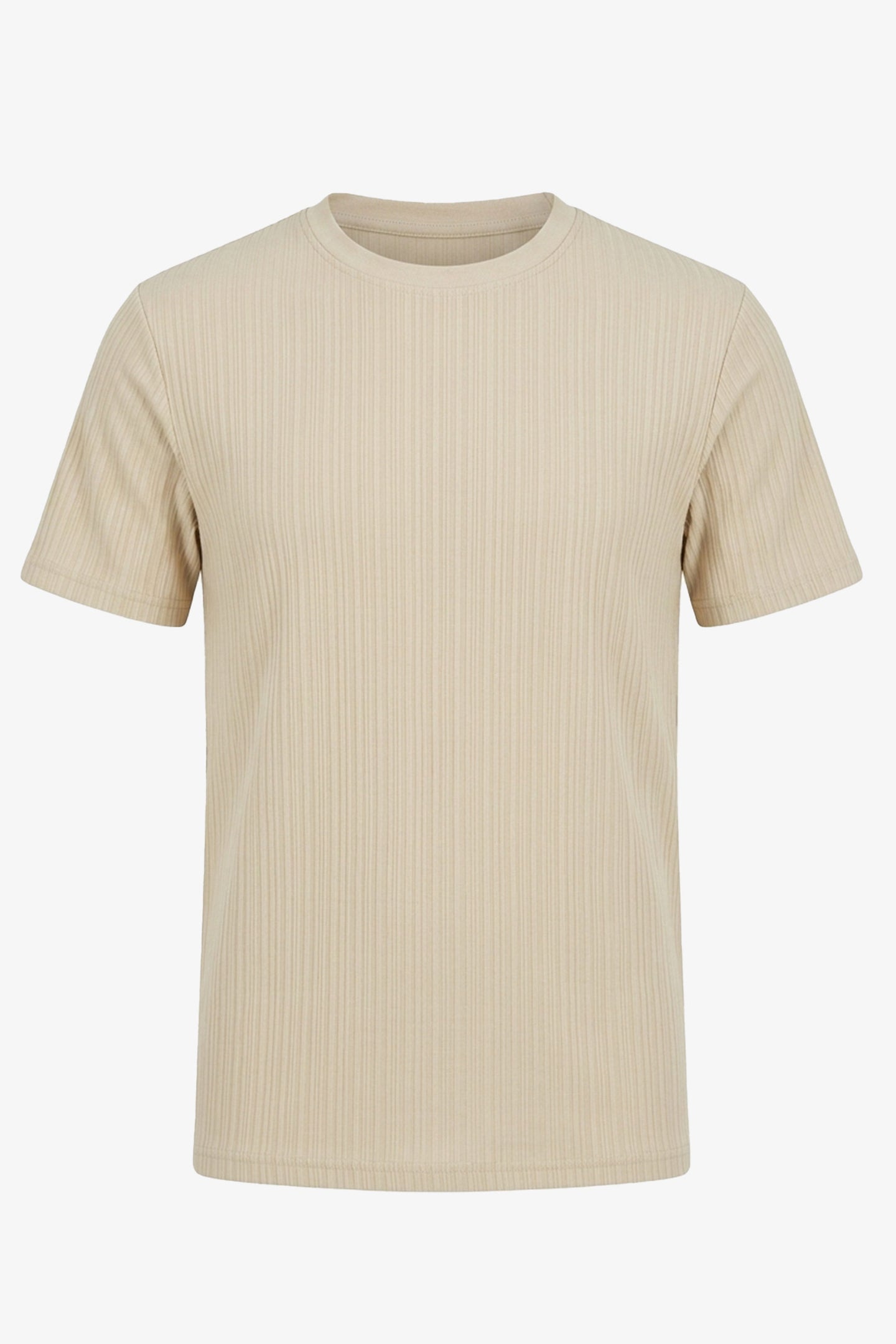 Beige ribbad klassisk t-shirt för män
