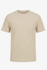 Beige ribbad klassisk t-shirt för män