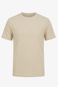 Beige ribbad klassisk t-shirt för män