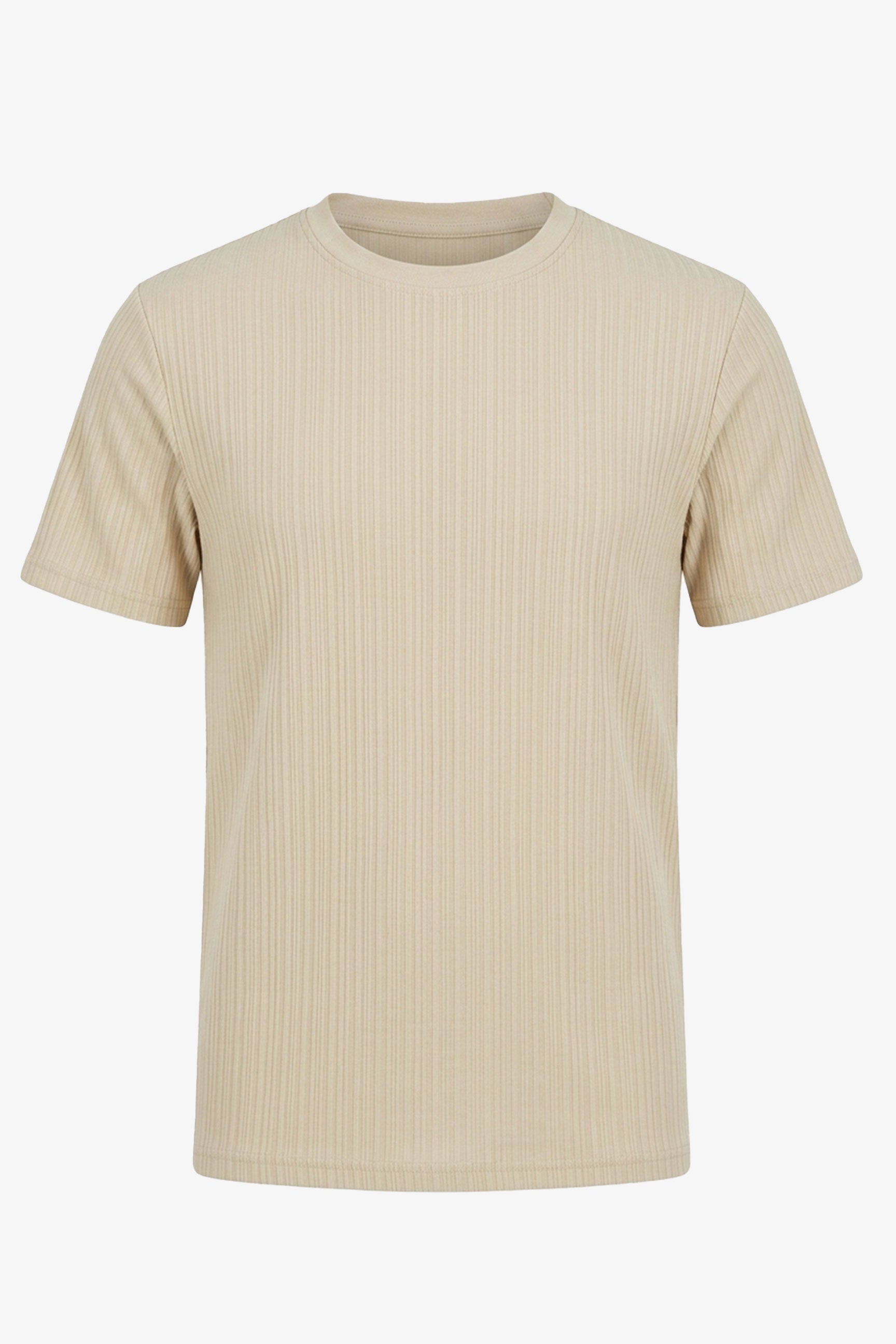 Beige ribbad klassisk t-shirt för män