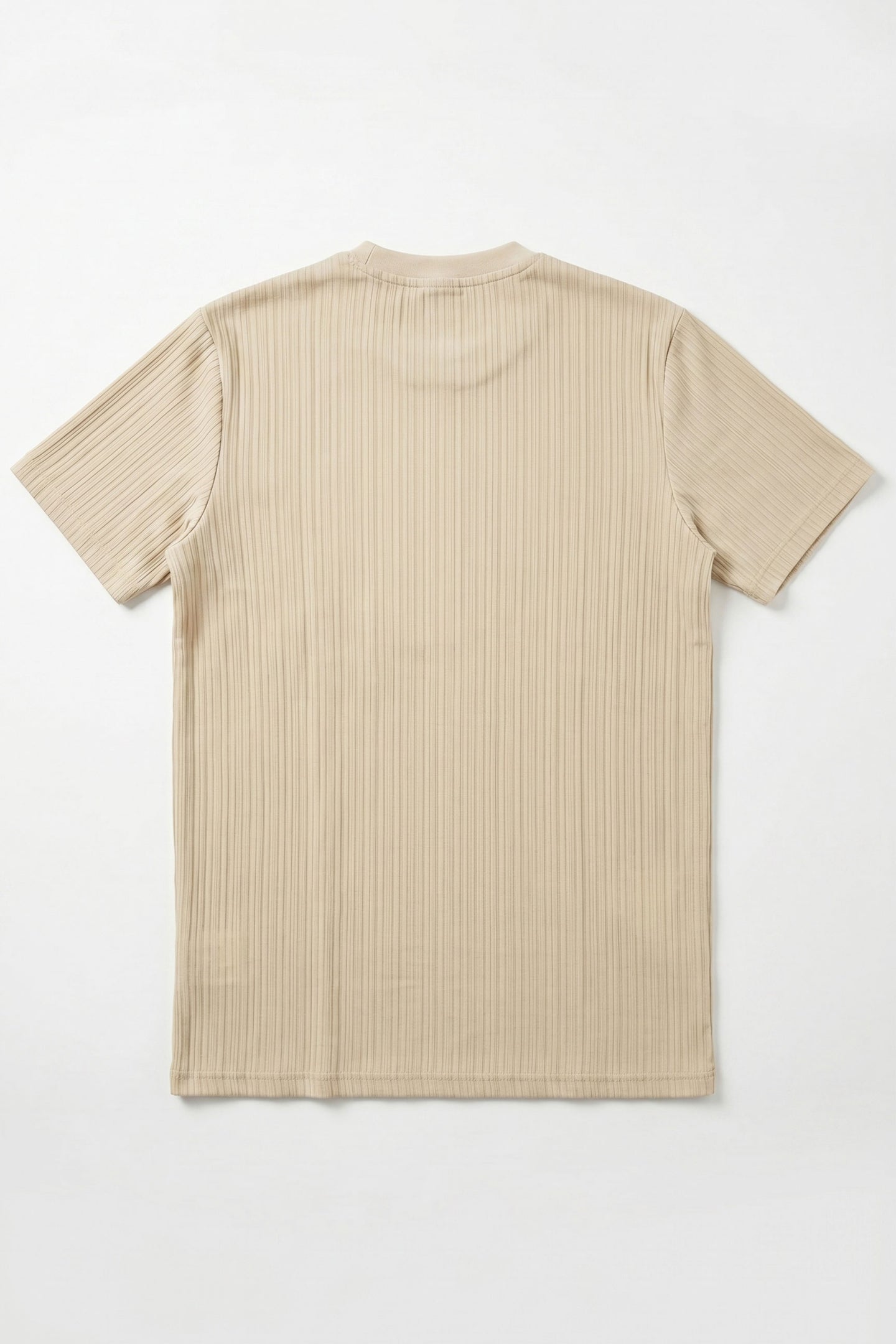 Beige ribbad klassisk t-shirt för män