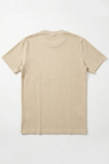 Beige ribbad klassisk t-shirt för män