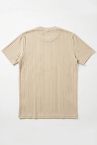 Beige ribbad klassisk t-shirt för män