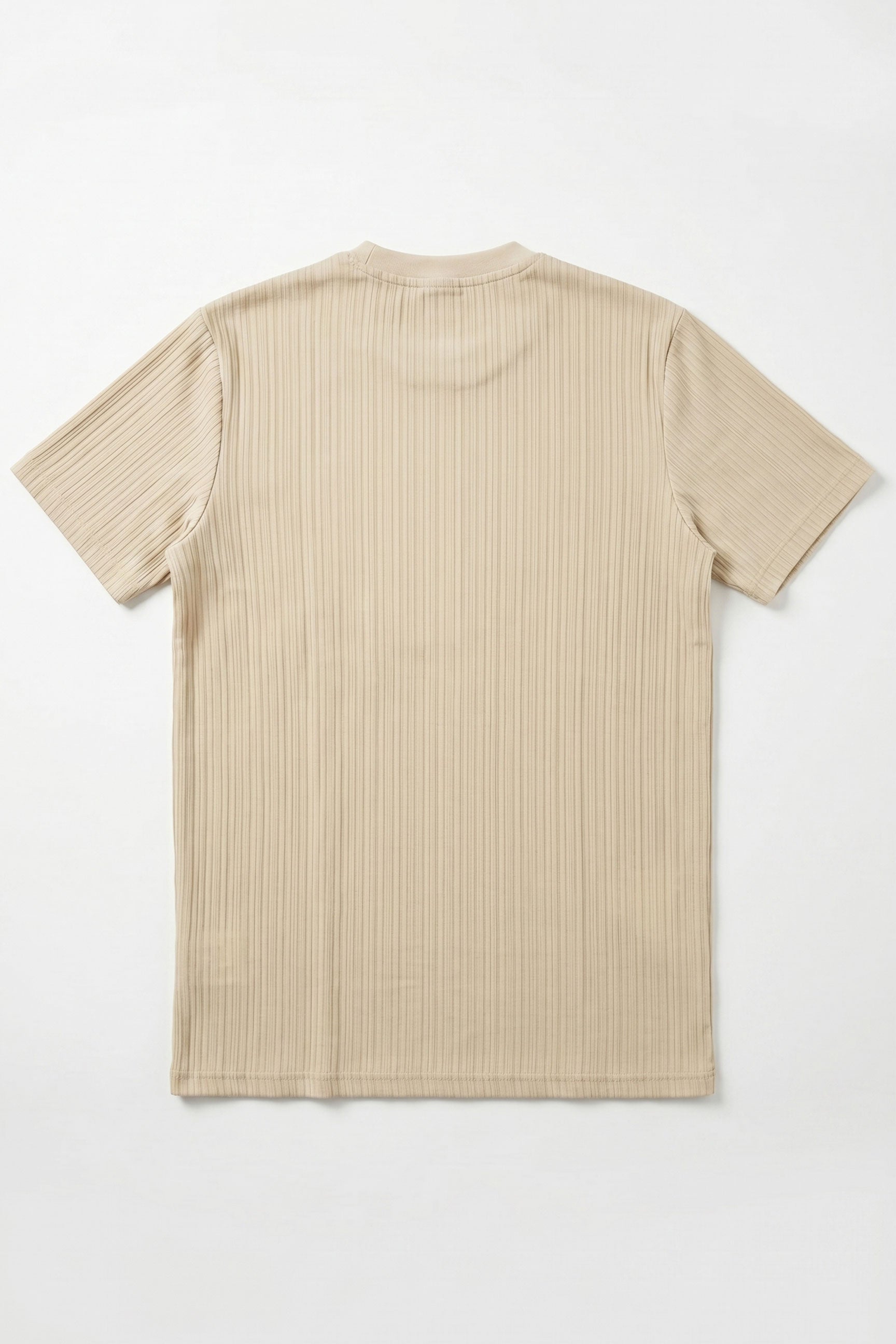 Beige ribbad klassisk t-shirt för män