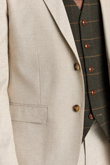 Belmont beige kostym med Harrisgrön tweedväst