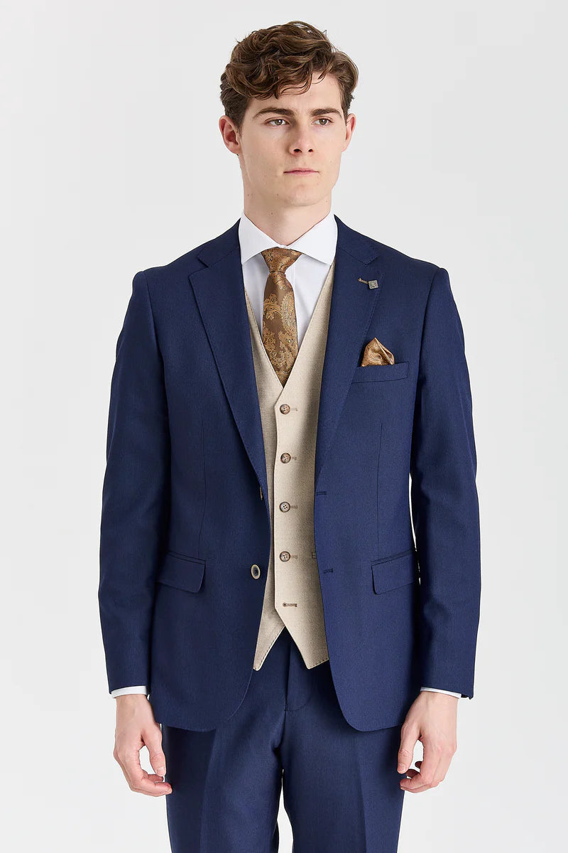 Belmont marinblå kostym med Belmont beige kontrastväst