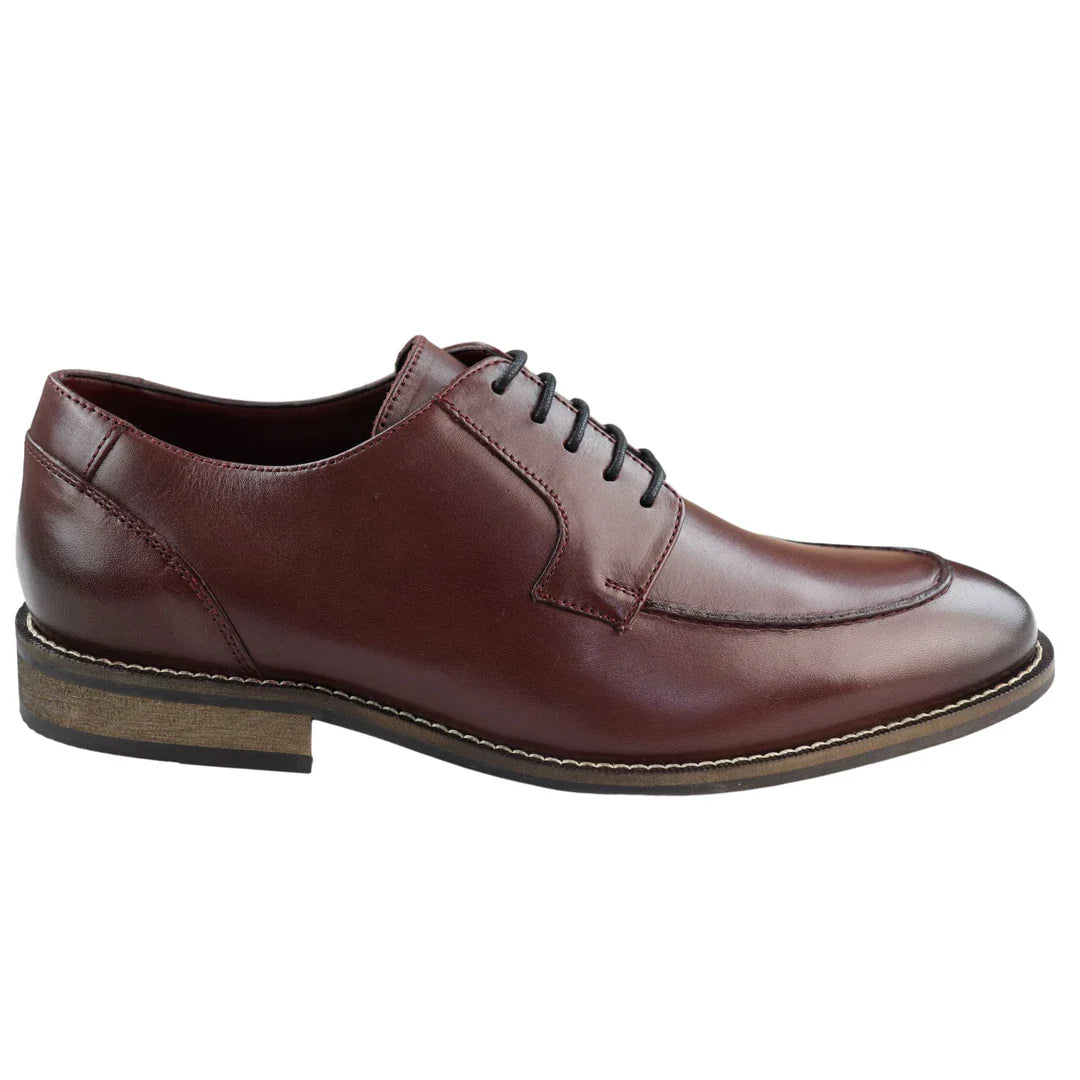 Herr Äkta Helskinn Svarta Randsydda Derbyskor Smart Casual Vinröd Vin Klassisk Vintage