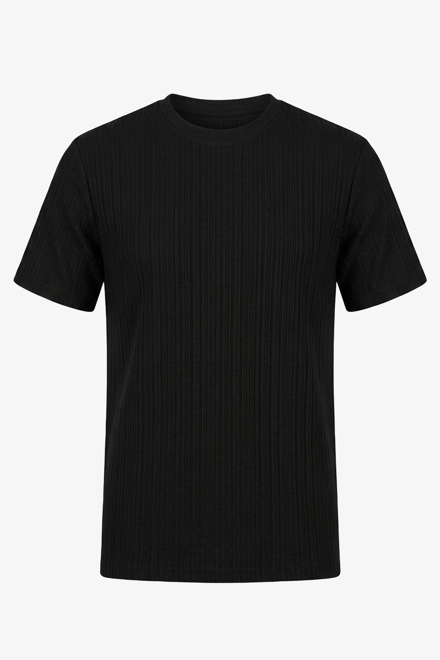 Svart ribbad klassisk t-shirt för män