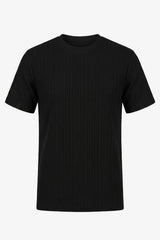 Svart ribbad klassisk t-shirt för män