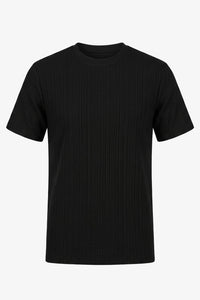 Svart ribbad klassisk t-shirt för män