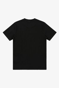 Svart ribbad klassisk t-shirt för män