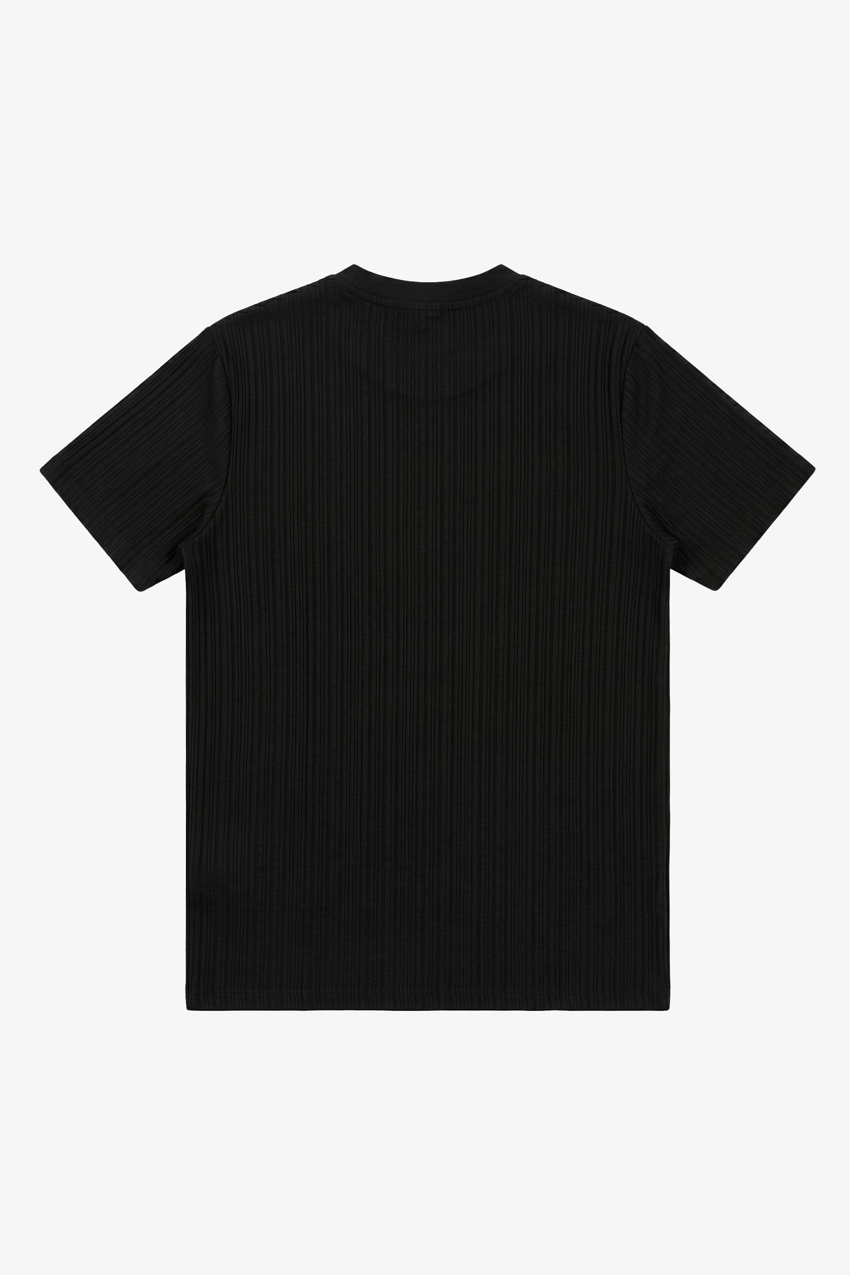 Svart ribbad klassisk t-shirt för män