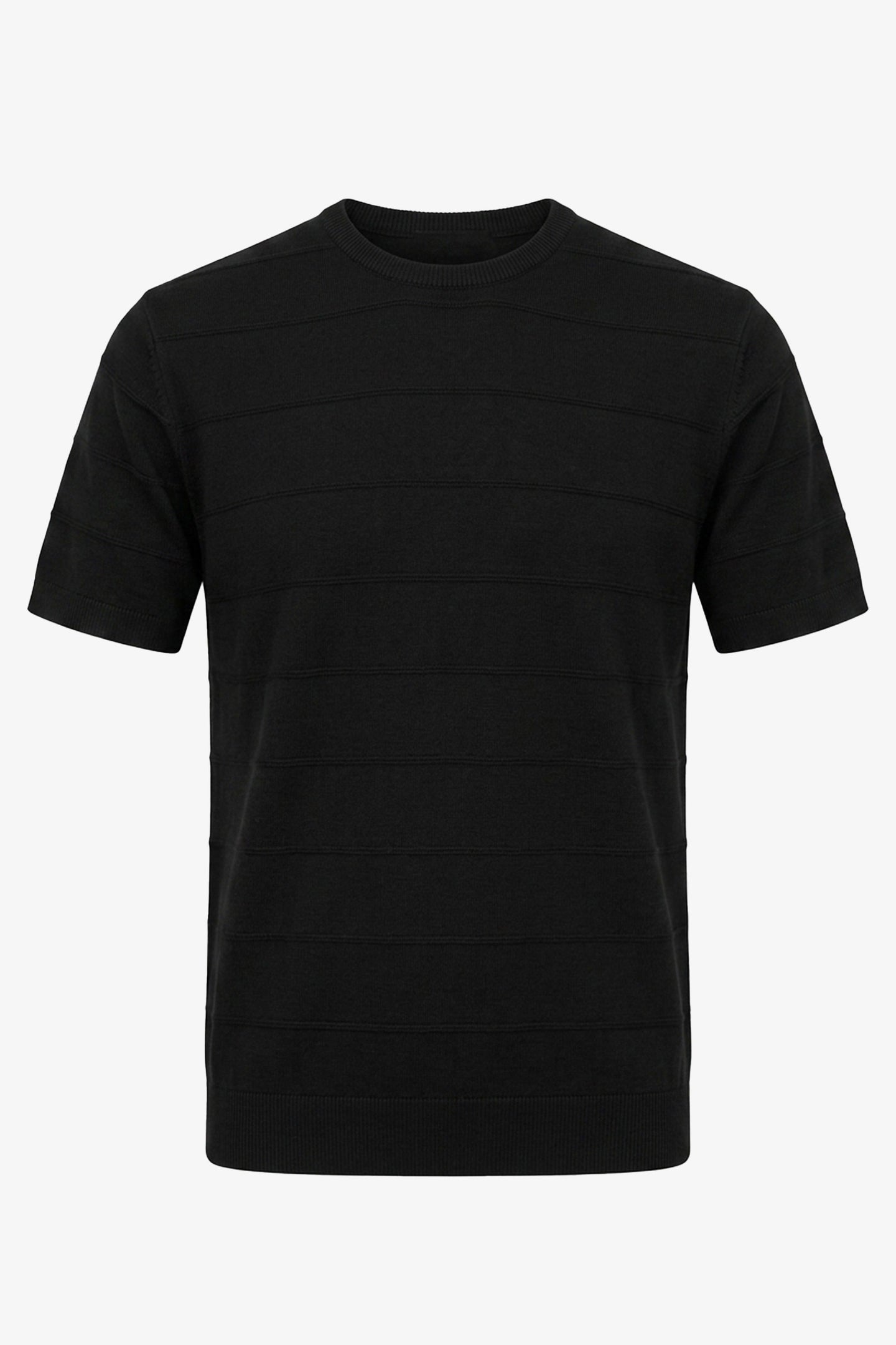 Svart texturerad stickad t-shirt för män