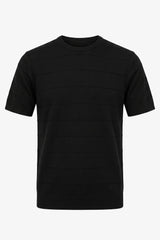 Svart texturerad stickad t-shirt för män