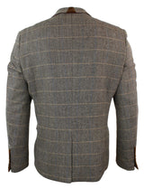 Herr Fiskbensmönstrad Tweed Marc Darcy Brun Slim Fit Kavaj med 2 Knappar i Rutig