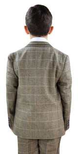 Pojkar Brunbrun Tweed 3-delad Kostym - Peaky Blinders Kostym Albert