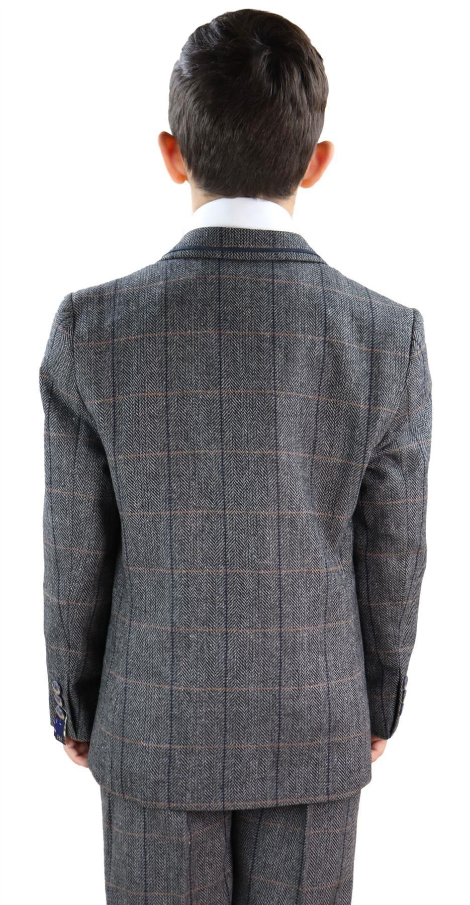 Pojkars grå tweed 3-delad kostym Peaky Blinders Albert - Bröllopskostym