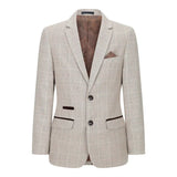 Pojkar Rutig Tweed Beige Brun 3-delad Kostym Bröllop Vintage Retro Klassisk