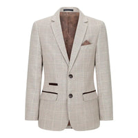 Pojkar Rutig Tweed Beige Brun 3-delad Kostym Bröllop Vintage Retro Klassisk