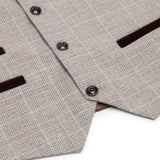 Pojkar Rutig Tweed Beige Brun 3-delad Kostym Bröllop Vintage Retro Klassisk